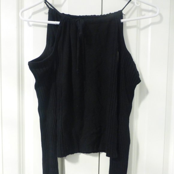 URBAN BEHAVIOR Y2K black cold shoulder sweater top - Picture 1 of 7
